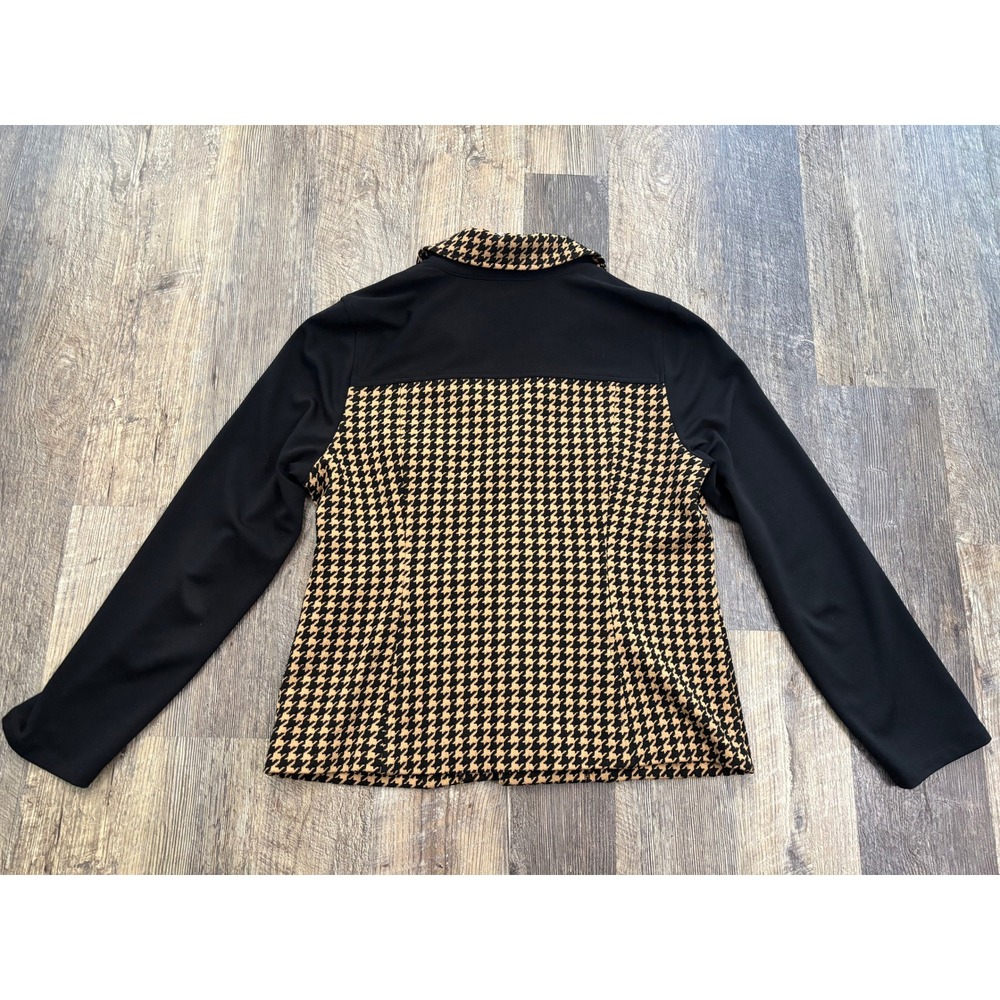 Chicos Houndstooth Blazer Jacket Tan Black Size 1 Medium Single Button Notched - Picture 6 of 6
